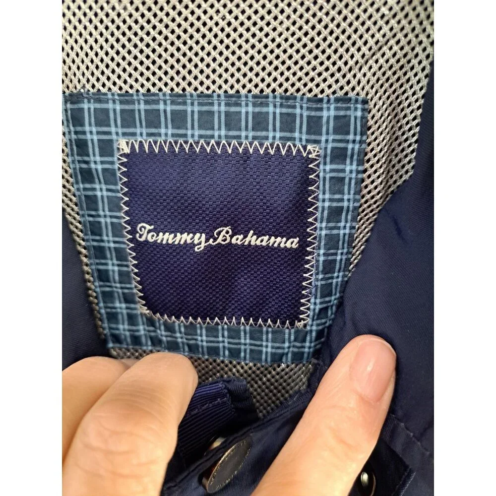 Tommy Bahama Rain Jacket Men's Navy Lightweight Raincoat Snap Zipper Large - Picture 2 of 11